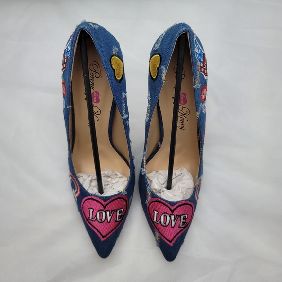 Penny Loves Kenny Mixed Blue Denim Pump - Picture 8 of 8